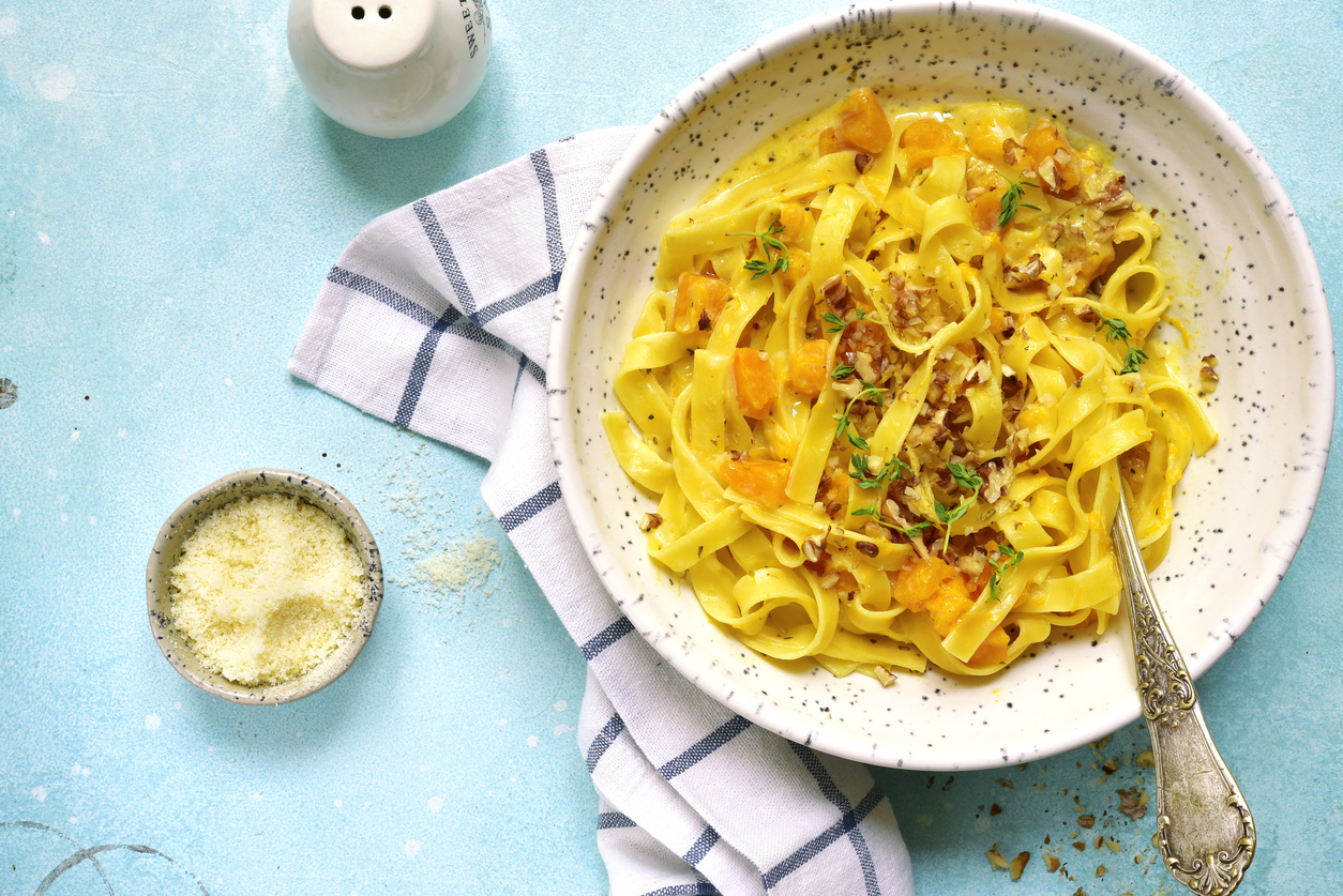 Receita de massa ao molho gorgonzola com abóbora